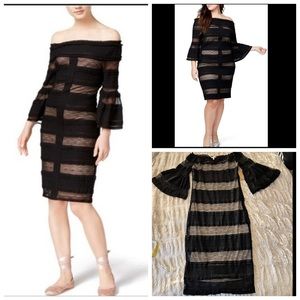 Rachel Rachel Roy Off The Shoulder Lace Bodycon Bell Sleeve Dress.